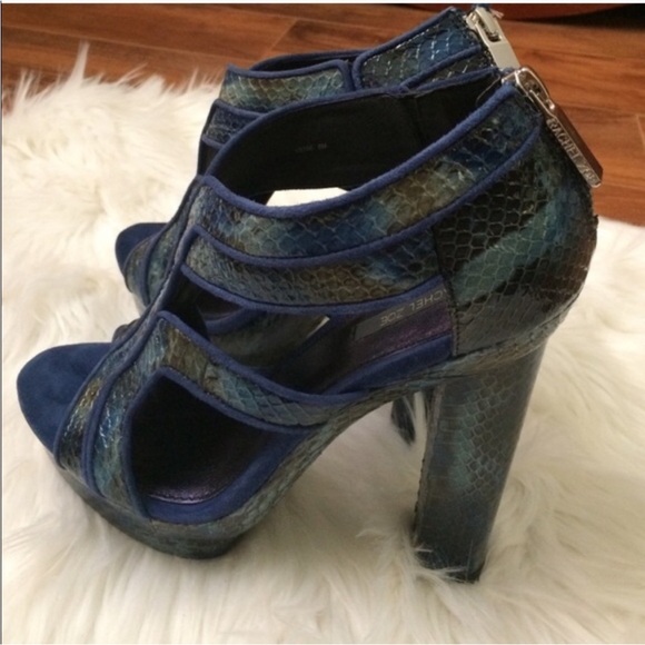 Rachel Zoe Peggy Snakeskin Heel Sandal in Marine 8 - Picture 3 of 10